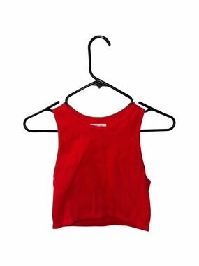 Red Ribbed Crop Tank Top